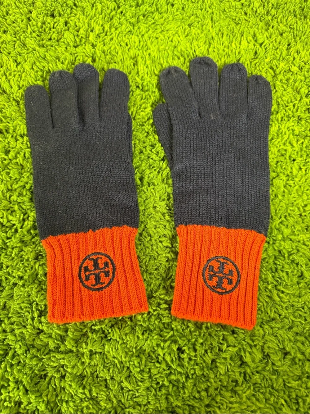 Tory Burch Wool Orange And Black Gloves